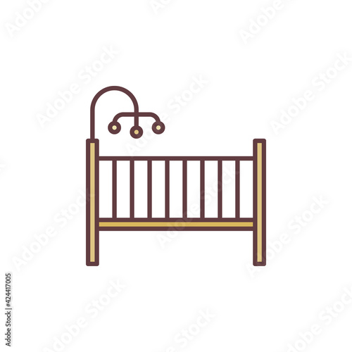 Infant Bed vector concept colored icon. Cot creative sign