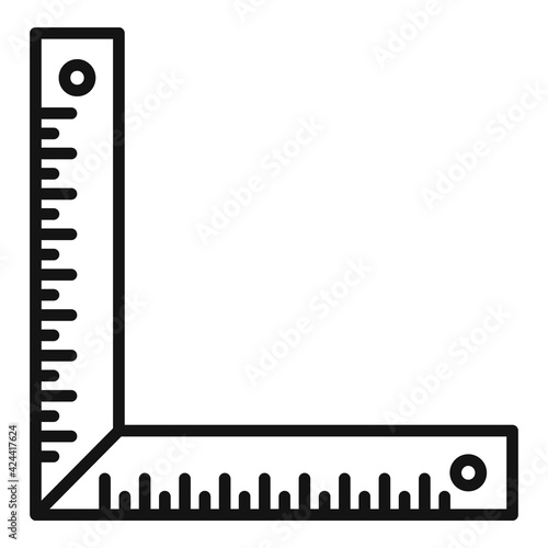 Carpenter angle ruler icon, outline style