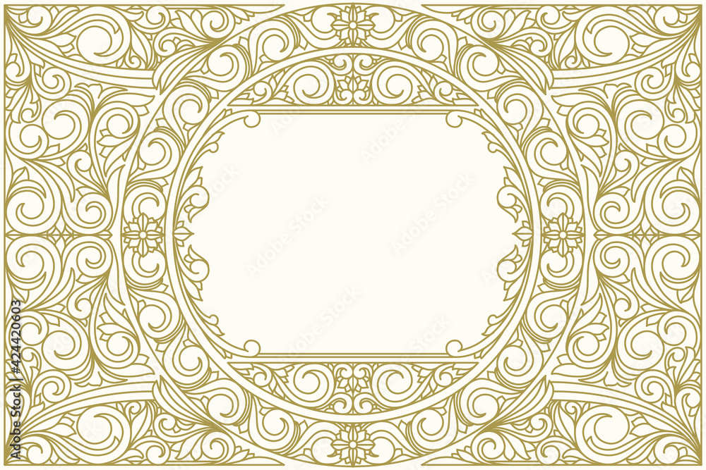 Decorative monochrome ornate retro design blank card Decorative monochrome ornate retro design blank card