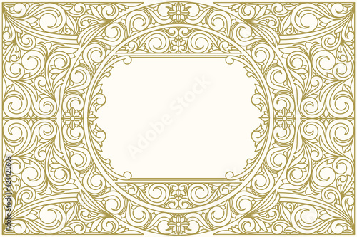 Decorative monochrome ornate retro design blank card