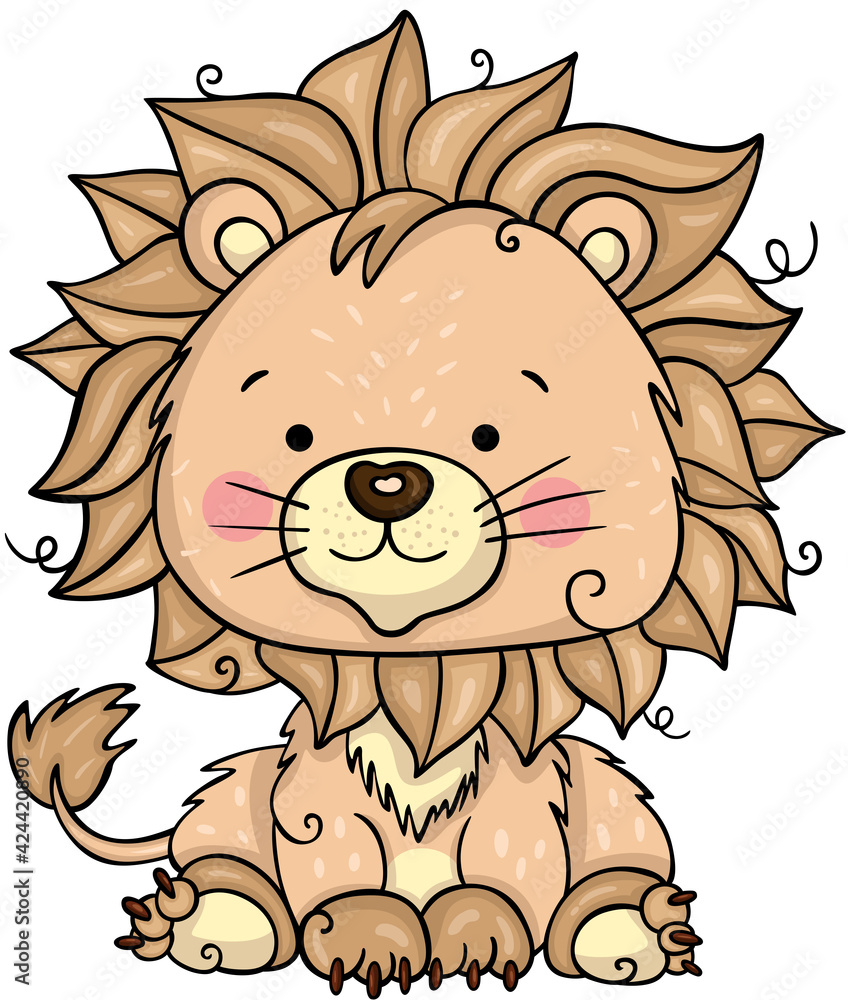 Obraz premium Funny lion isolated on white