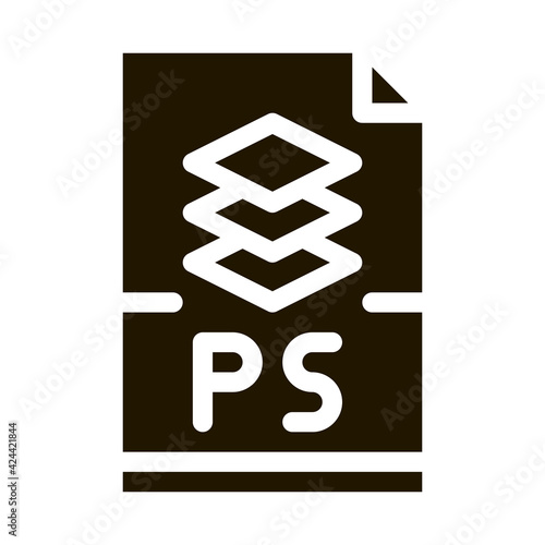 ps file layered drawing glyph icon vector. ps file layered drawing sign. isolated symbol illustration