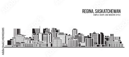 Cityscape Building Abstract Simple shape and modern style art Vector design - Regina, Saskatchewan