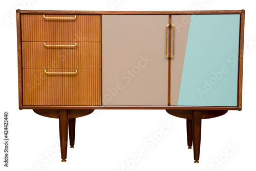 Upcycled Midcentury Vintage Sideboard Blue Grey