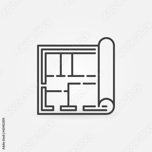 House Plan or Blueprint vector thin line concept icon