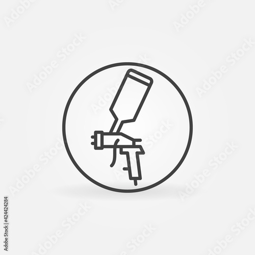Circle with Spray Gun linear vector concept icon