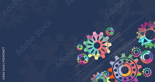 gear abstract technology background with geometric colorful . EP.5.