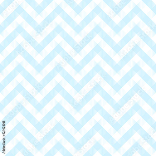 Gingham pattern texture in baby blue. Seamless vichy striped pastel light check graphic vector for tablecloth, shirt, oilcloth, gift paper, other trendy spring summer everyday fashion fabric print.