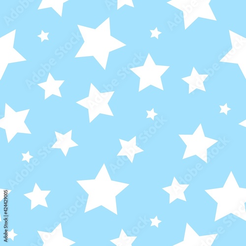 Seamless Stars Vector pattern or Blackground. Blue Wallpaper with stars