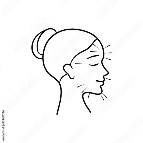 Acupuncture facial needle massage therapy icon. EPS 10 vector illustration.