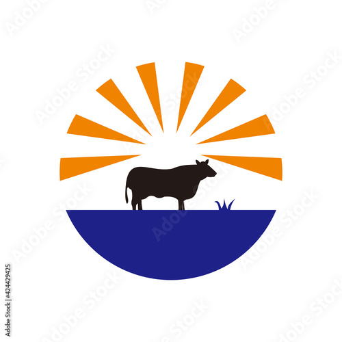 Cattle farm  Beef Emblem Label vintage silhouette logo design inspiration