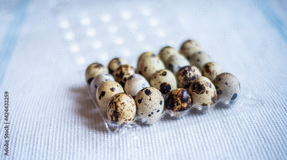 quail eggs in plastic packaging for sale, preparing for Easter, quail eggs for a delicious Easter holiday quail eggs in plastic packaging for sale, preparing for Easter, quail eggs for a delicious Easter holiday
