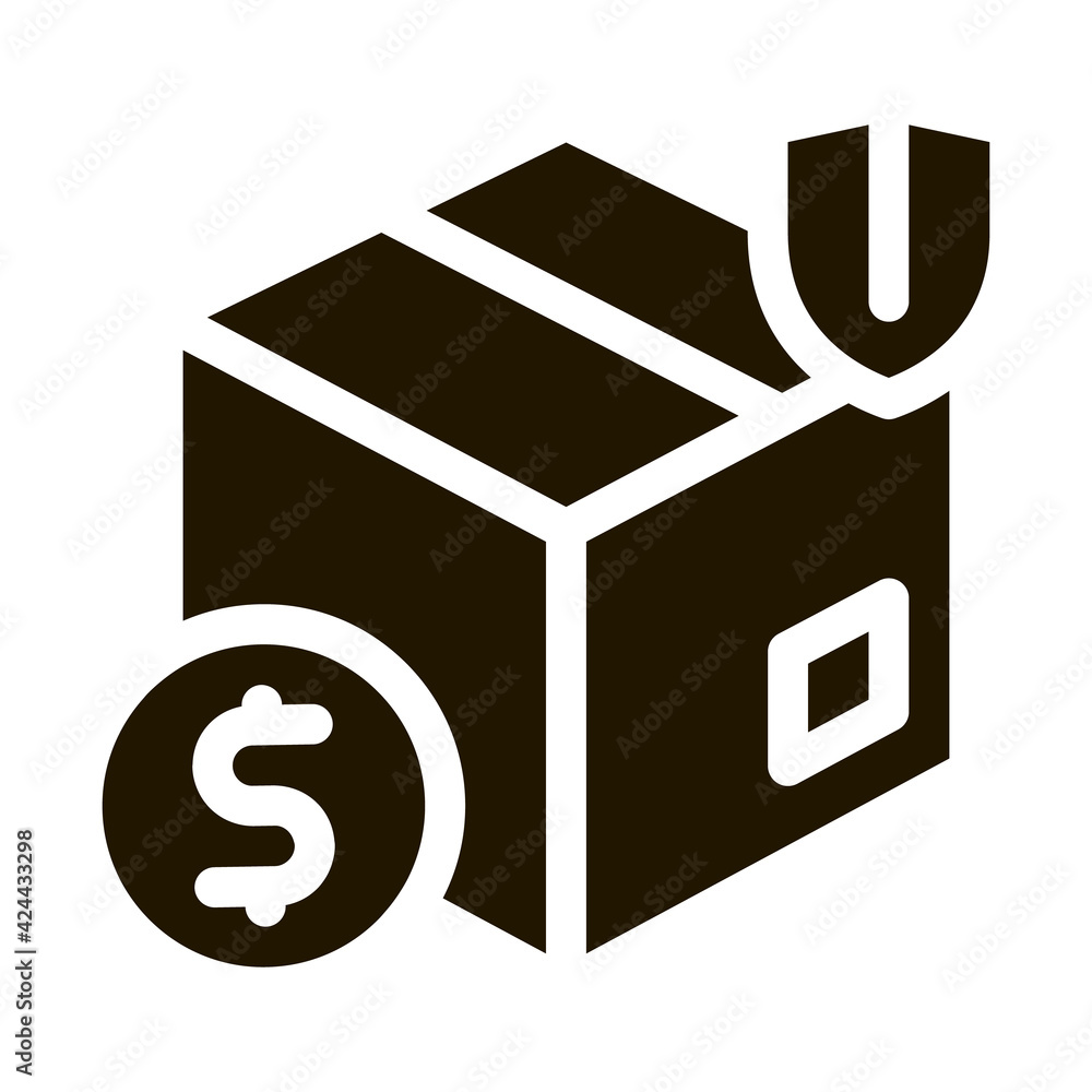box delivery insurance glyph icon vector. box delivery insurance sign. isolated symbol illustration box delivery insurance glyph icon vector. box delivery insurance sign. isolated symbol illustration