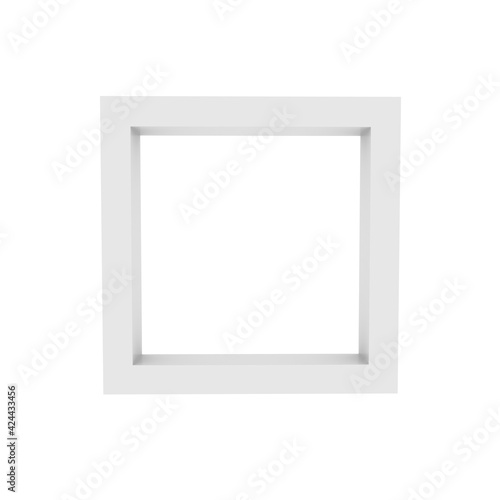 Realistic empty white frame on light background, border with shadow. 3d with mockup for project.3d illustration.