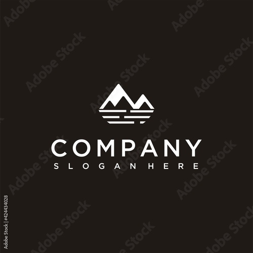 Simple outline mountain logo design Vector