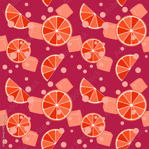 Vector summer seamless pattern with grapefruit slices. For paper, cover, fabric, gift wrap, interior.