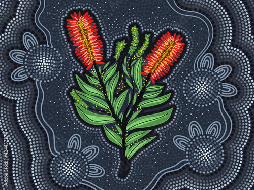 Bottle brush tree aboriginal painting