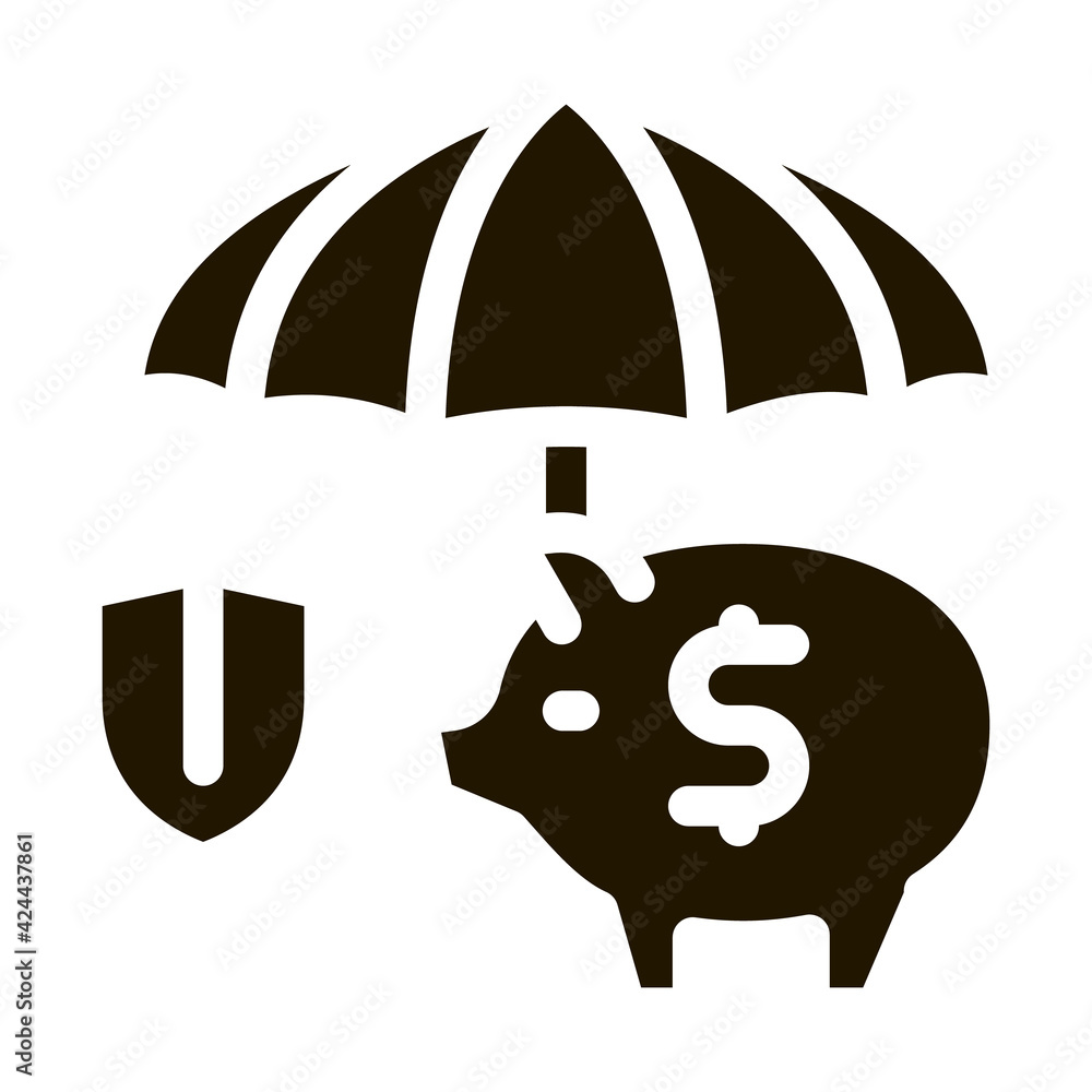 money box protection glyph icon vector. money box protection sign. isolated symbol illustration money box protection glyph icon vector. money box protection sign. isolated symbol illustration