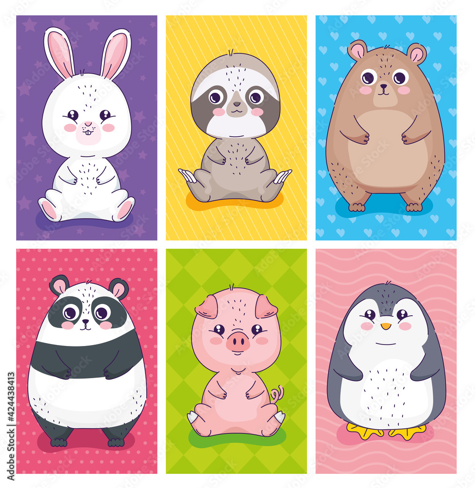 Fototapeta premium six animals characters
