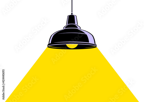 Lamp illumination vector advertising poster illustration with copy space for text, flat style template for banner, background or wallpaper.