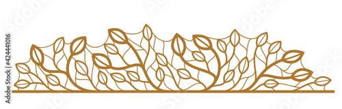 Floral vector design with leaves and branches isolated over white, classical elegant fashion style banner or text divider for design, luxury vintage linear emblem or frame element.