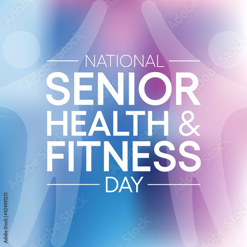 Vector illustration on the theme of National Senior health and fitness day observed each year on last Wednesday in May.