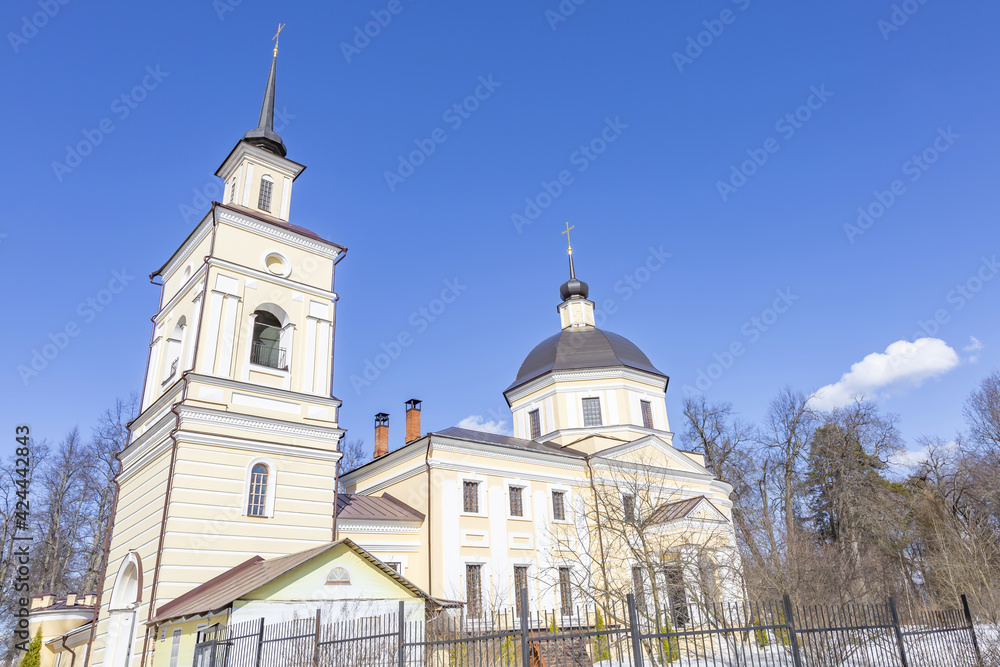 Exterior of the Church of St. Nicholas. Built in 1783. Cultural heritage site of Russia. Podyachevo village, Russian Federation
