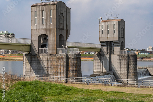 Fotografie Water gate of Tama River in Japan