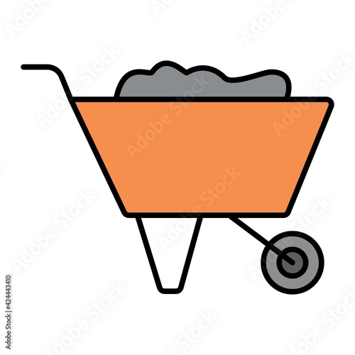 Vector Wheelbarrow Outline Icon Design