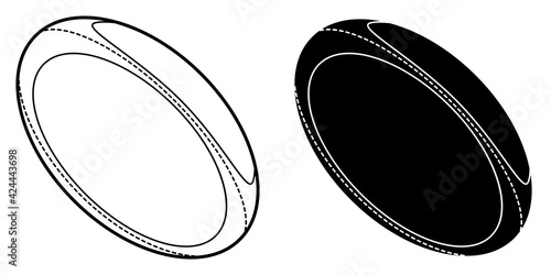 Sports ball for playing rugby icon. Team sports. Active lifestyle. Isolated black and white vector