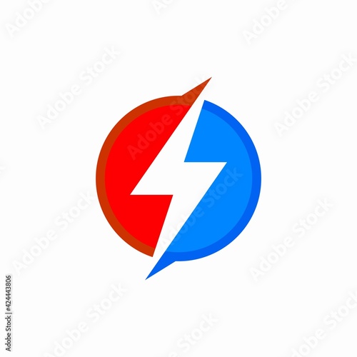 Free Download Lightning Bolt Logo in Circle Shape Blue and Red Color Vector Template - GFXLoad