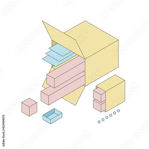 Delivery and shipping carton package. Cardboard boxes