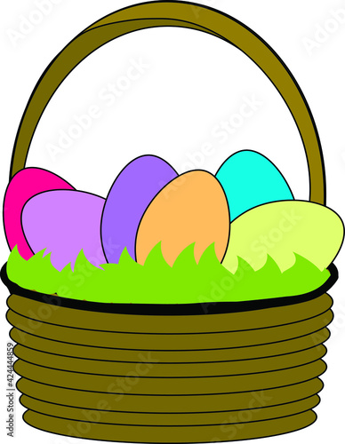easter basket with eggs of different colors