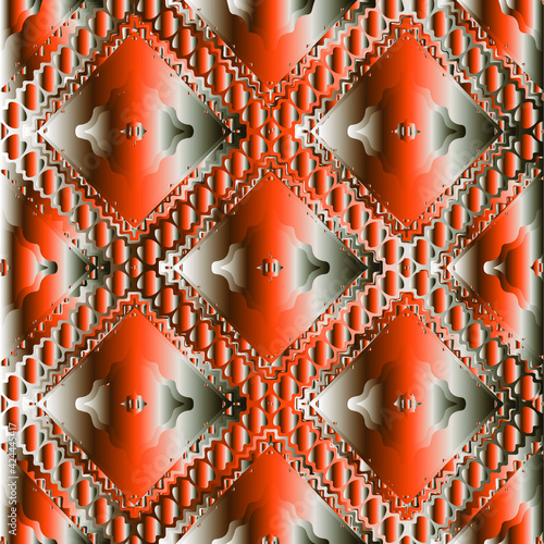 Patterns with black-and-red-and-white gradient. Abstract metallic background. 
