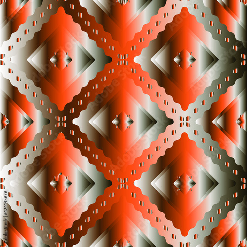 Patterns with black-and-red-and-white gradient. Abstract metallic background. 