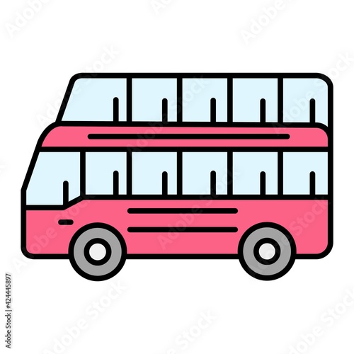 Vector Double Decker Bus Outline Icon Design