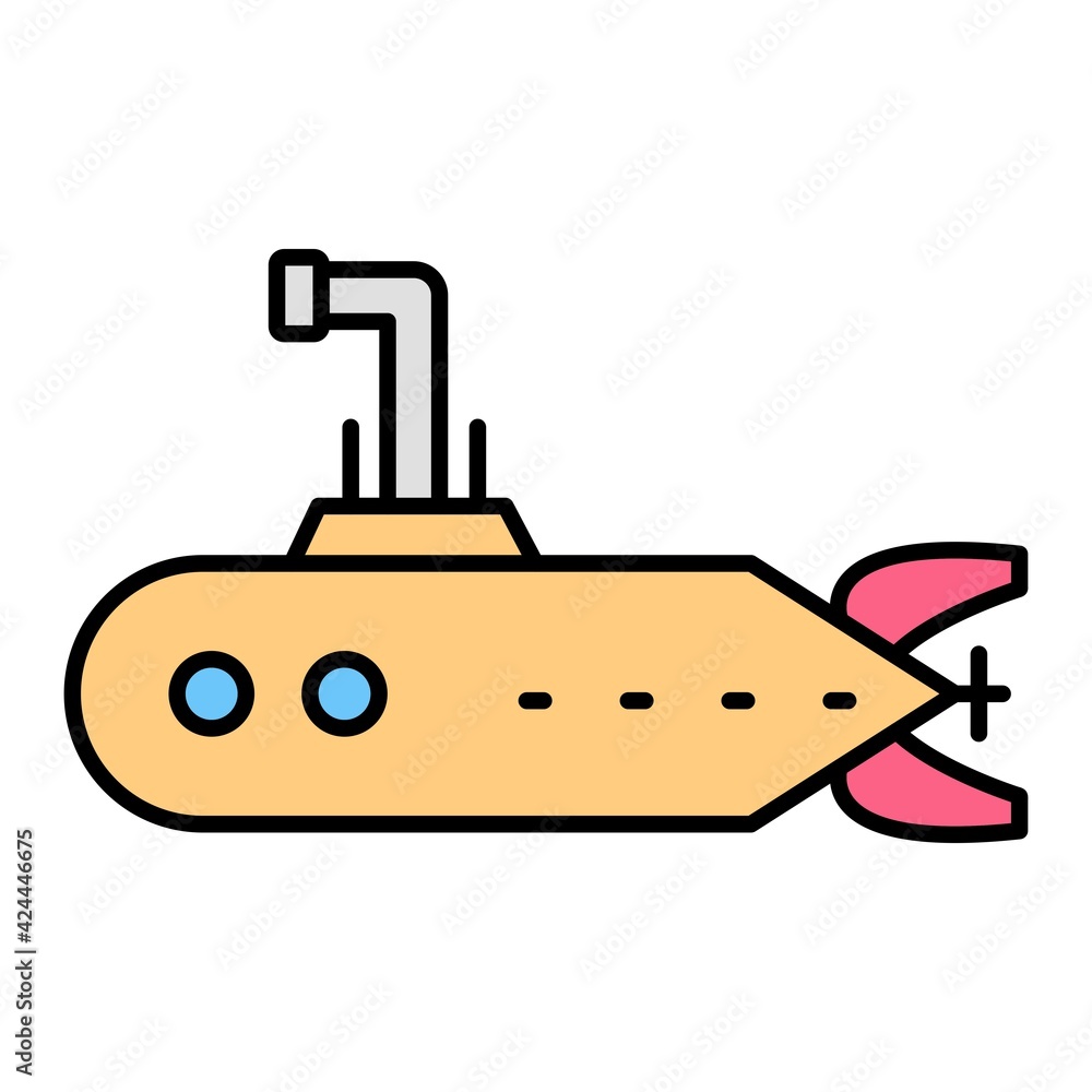 Vector Submarine Outline Icon Design Vector Submarine Outline Icon Design