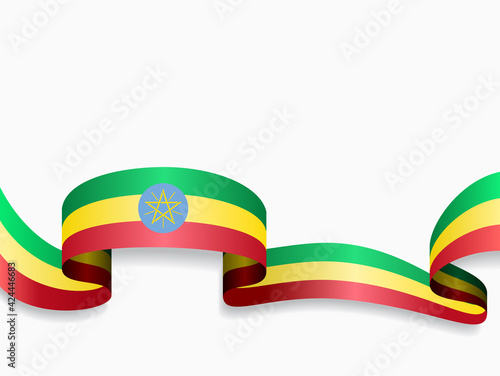 Ethiopian flag wavy abstract background. Vector illustration.