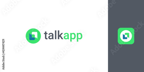 talk app with button icon logo template - messenger chat service social media design vector