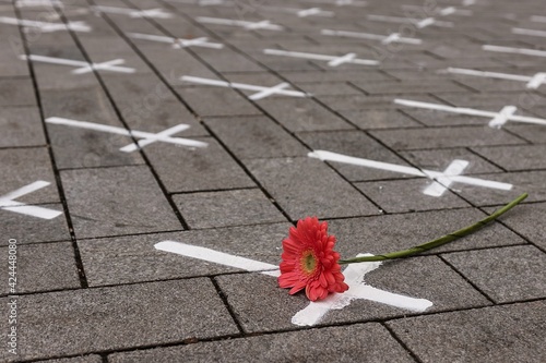 White crosses on the street