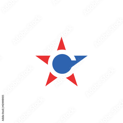 star logo with negative space of letter C - creative simple logotype