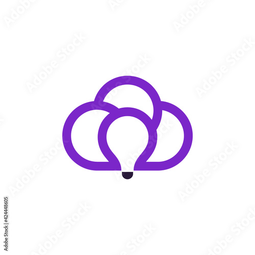 innovation logo design template with bulb and clouds