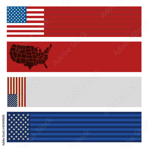 American banners set. Vector usa website backgrounds collection. 