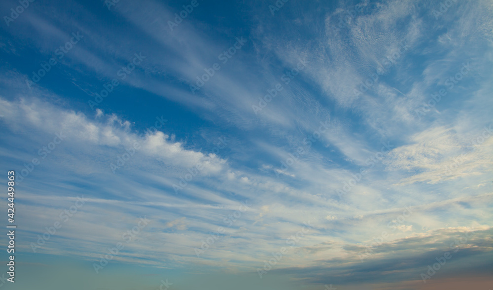 White clouds on sky, skyline panorama background