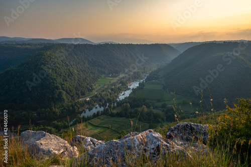 sunset in the canyone of river una photo