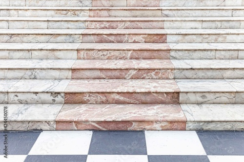 White marble staircase and outdoor Granite floor