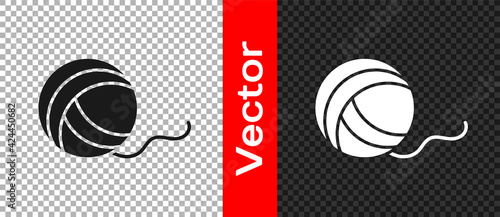 Black Yarn ball icon isolated on transparent background. Label for hand made, knitting or tailor shop. Vector