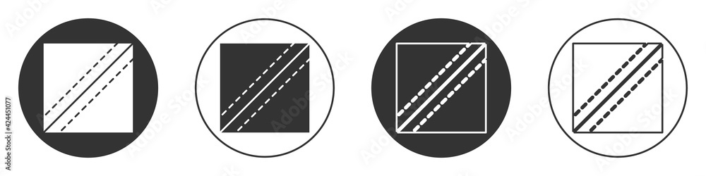 Black Textile fabric roll icon isolated on white background. Roll, mat, rug, cloth, carpet or paper roll icon. Circle button. Vector Black Textile fabric roll icon isolated on white background. Roll, mat, rug, cloth, carpet or paper roll icon. Circle button. Vector