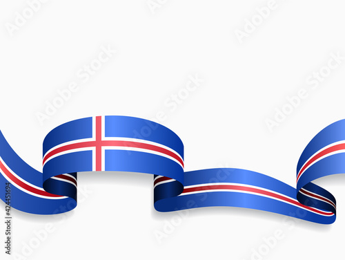 Icelandic flag wavy abstract background. Vector illustration.