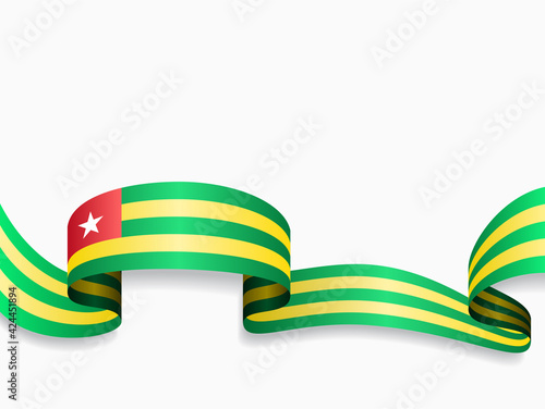Togolese flag wavy abstract background. Vector illustration.